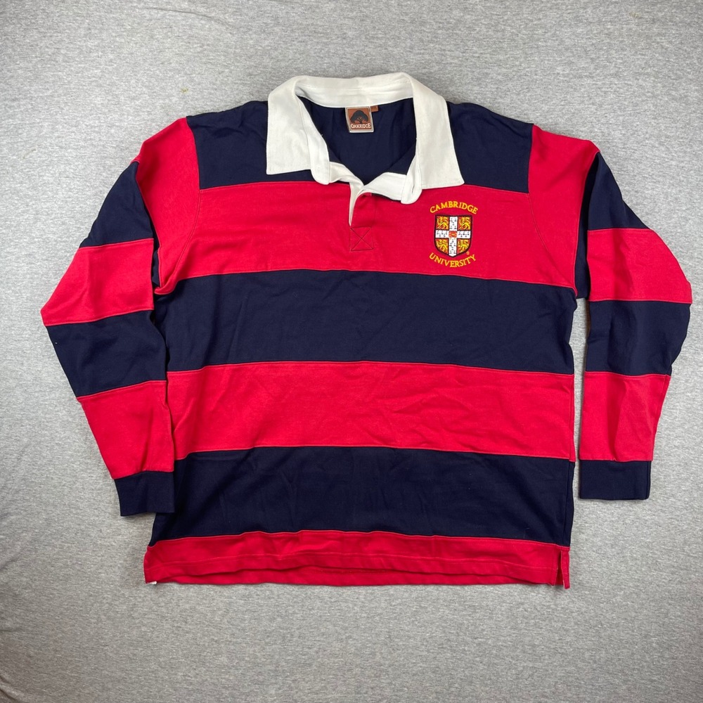 Oakridge Cambridge University Rugby Shirt Mens XXL Navy Red Striped Long Sleeve